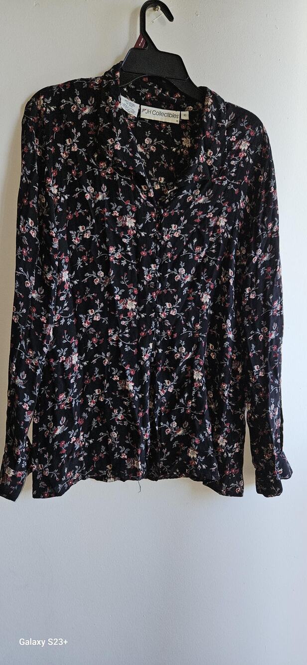 Vintage Floral Dark Romantic Witchy Sexy Gothic Blouse Size 10